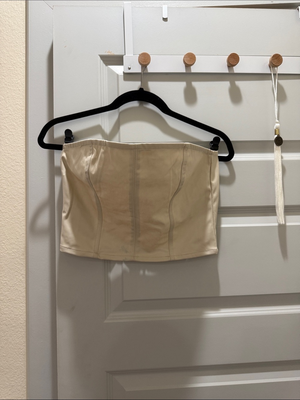 H&M Cream Strapless Corset-Style Crop Top